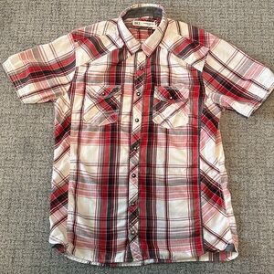 BKE Red and White Plaid Button Down Shirt